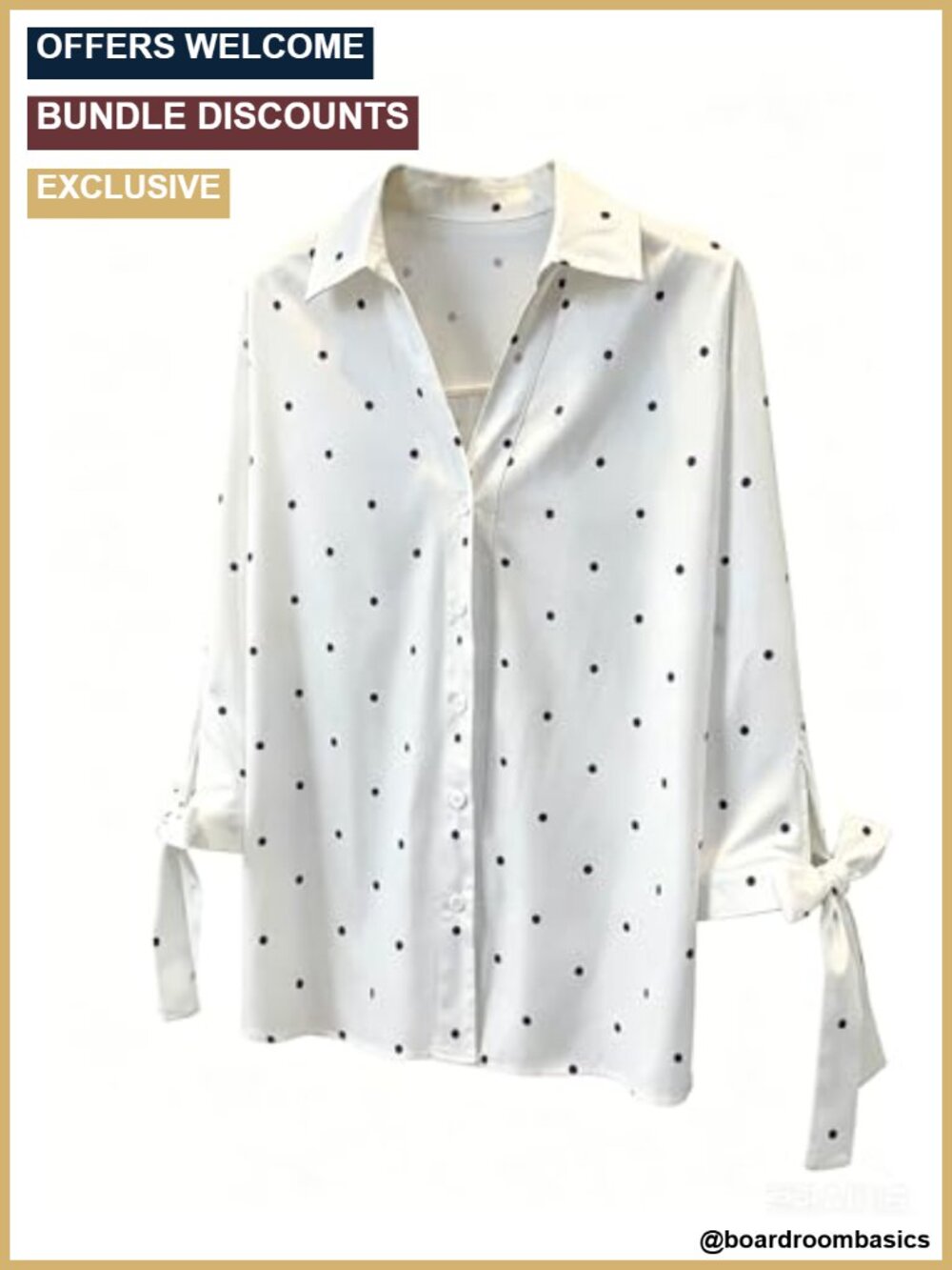 Women's Polka Dot 3/4 Sleeve Button Down Blouse - Polyester